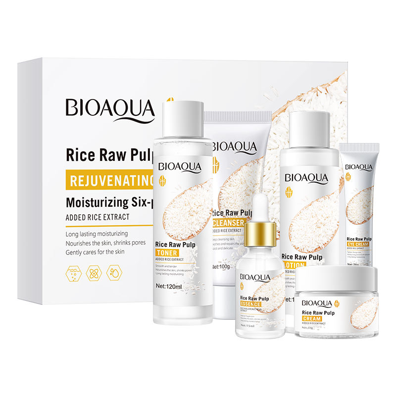 BIOAQUA Organic Rice Essence Hydrating Face Care Set Brightening Whitening Private Label Skin Care Set