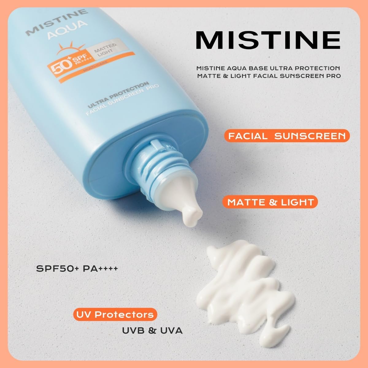MISTINE - Aqua Base Ultra Protection Matte & Light Facial Sunscreen Pro SPF50 PA ++++