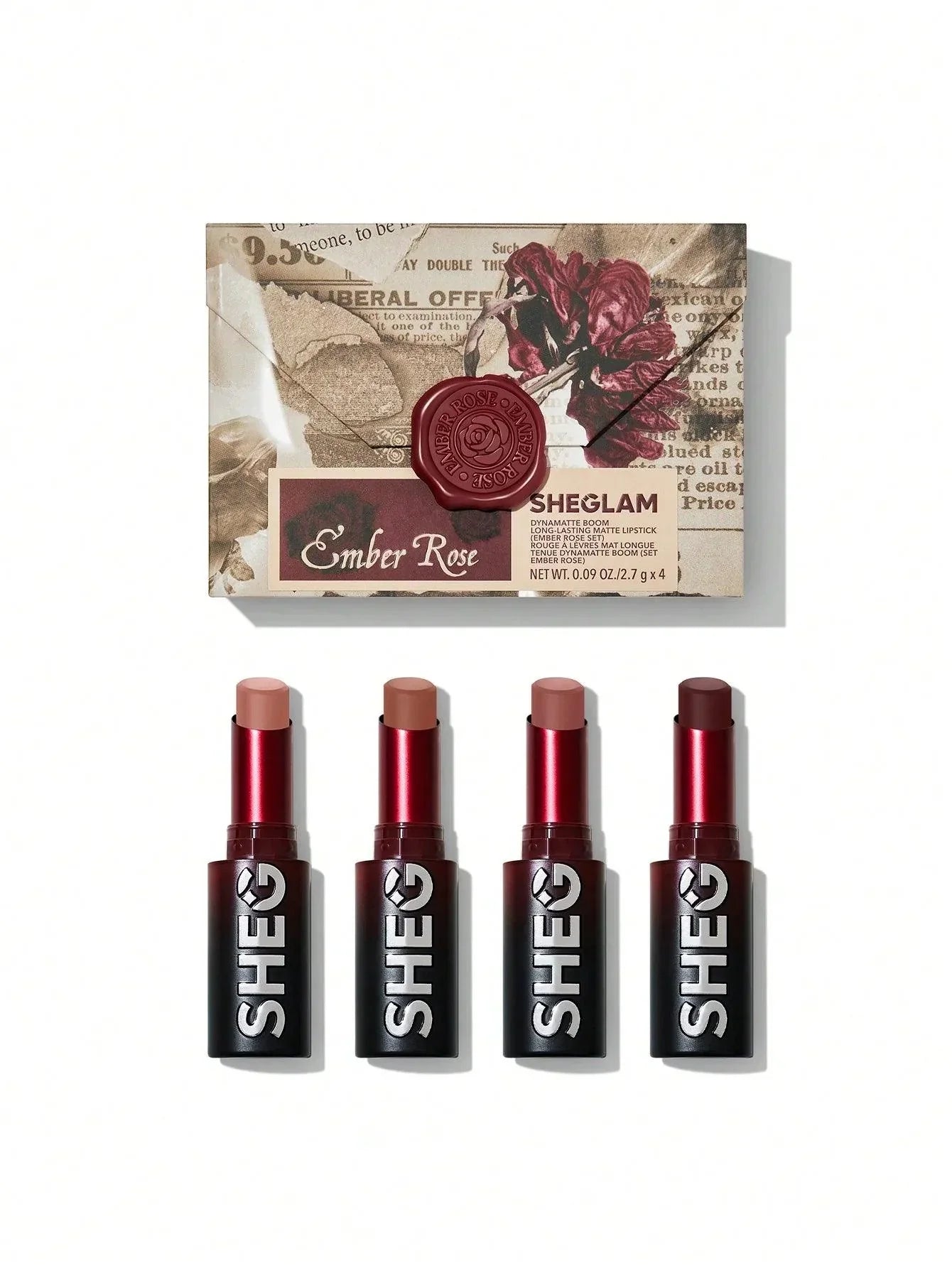 Sheglam Dynamatte Boom Long-Lasting Matte Lipstick (Ember Rose Set)