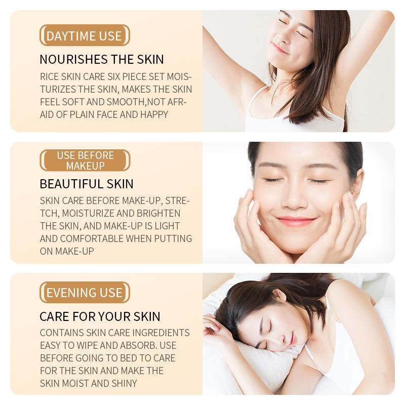 BIOAQUA Organic Rice Essence Hydrating Face Care Set Brightening Whitening Private Label Skin Care Set