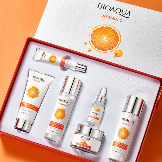 BIOAQUA 6-in-1 Vitamin C Skincare Gift Set - Brightening & Hydrating Care Kit