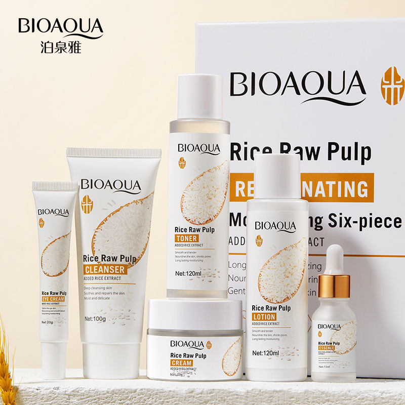 BIOAQUA Organic Rice Essence Hydrating Face Care Set Brightening Whitening Private Label Skin Care Set