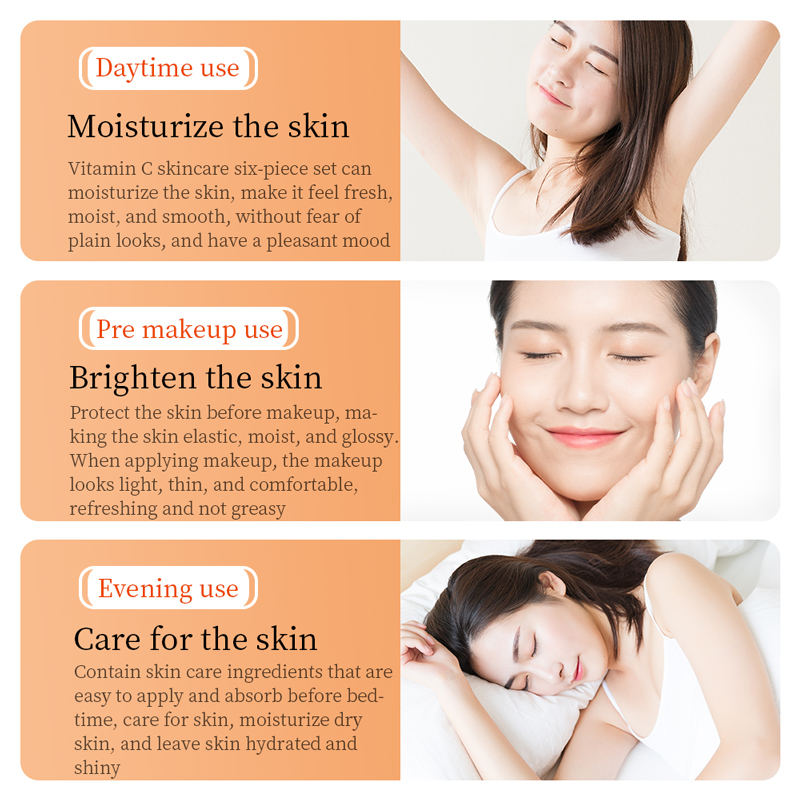 BIOAQUA 6-in-1 Vitamin C Skincare Gift Set - Brightening & Hydrating Care Kit