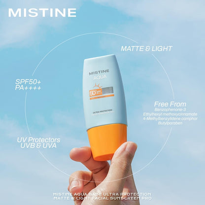 MISTINE - Aqua Base Ultra Protection Matte & Light Facial Sunscreen Pro SPF50 PA ++++