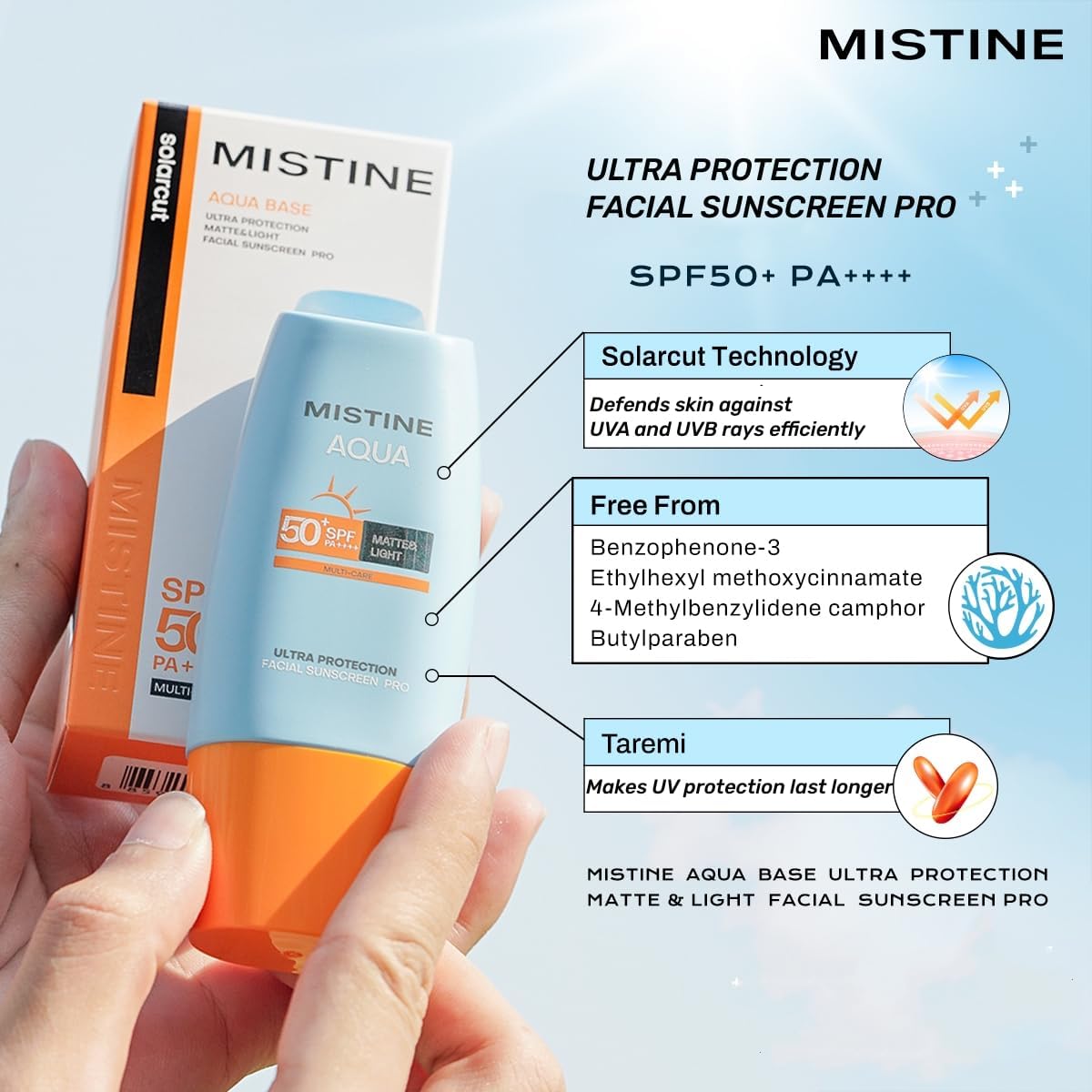 MISTINE - Aqua Base Ultra Protection Matte & Light Facial Sunscreen Pro SPF50 PA ++++