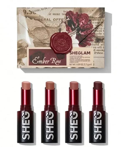 Sheglam Dynamatte Boom Long-Lasting Matte Lipstick (Ember Rose Set)